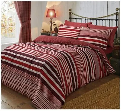 Flannel Tartan Check Duvet Cover Set Bedding Single Double Super King Bed Size   • £10.99