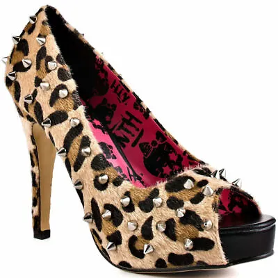 Abbey Dawn By Avril Lavigne What The Hell Studded Leopard Peep-Toe Pump Size 8 • $49.99