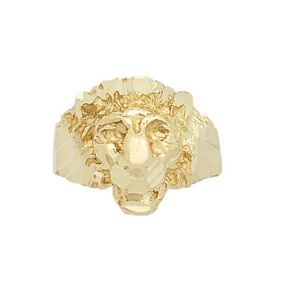 $220.15 • Buy Men's Lion Head Ring 10K Yellow Gold Lion Face Ring Solid Gold Size 8