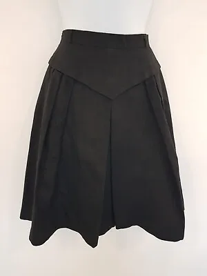 Vintage Skirt Size 4 6 Black Taffeta Woodgrain Knee Length Mini Pleated A-line • £25.49