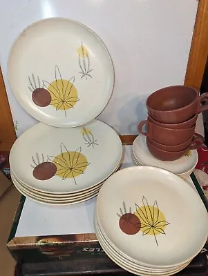 Vntg Melamine Brookpark Fantasy Melmac Service For Five: Plates Bowls Mugs • $49.99