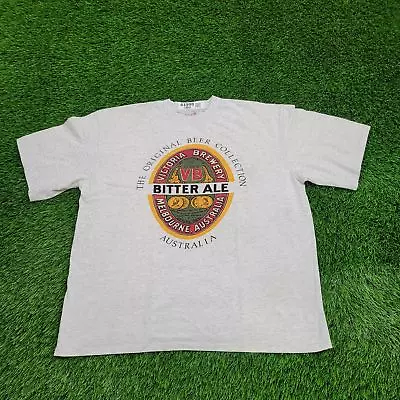 Vintage 90s Victoria Bitter Ale Beer Shirt L-Short 23x26 Heather-Gray Australia • $48.77