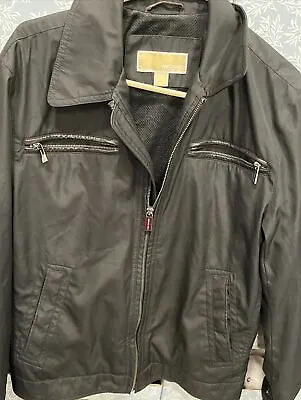MICHAEL KORS Men’s XS Leather Trim Ventilated Metal Zippers Jacket Coat Black • $10