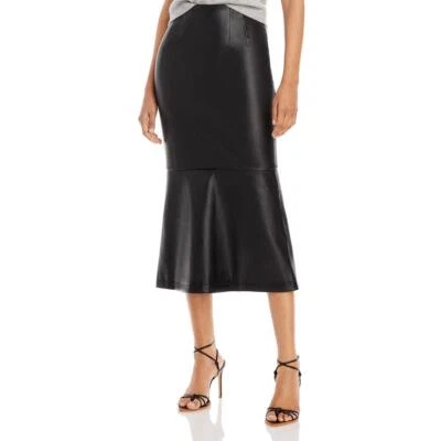 $64.69 • Buy STAUD Womens Laurel Faux Leather Flounce Daytime Midi Skirt BHFO 4027