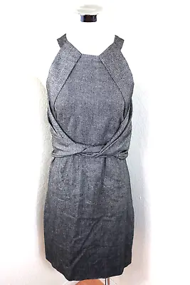 Vintage GUCCI Tom Ford Grey Wool Sleeveless Ruched Grecian Dress Small 38 2 3 4 • $660