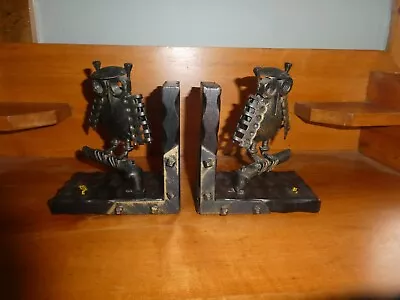 Vintage Steampunk Metal Art Owl Bookends  Made In Spain • $35