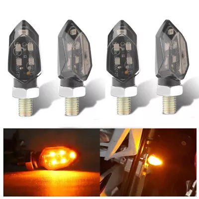 4x Smoke Mini Motorcycle LED Turn Signal Indicator Light Amber Lamp 12V E24 • $16.98