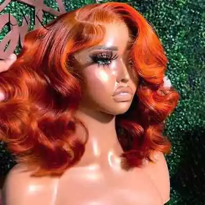 Orange Ginger Brown Body Wave 13x4 Lace Front Wig Bob Human Hair Wigs For Women • $91.08