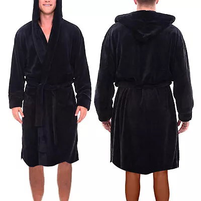 Robe Pajamas Belt Anti-freeze Men Flannel Hooded Bath Robe Plus Size • $20.60