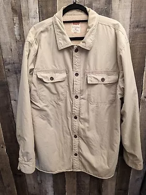 Levi's Men's Size XL Fleece Lined Shirt Jacket Button Front Khaki Shacket • $17.95