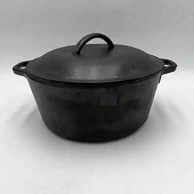 VINTAGE Lodge 10 1/4  Diameter Cast Iron Dutch Oven With Drip Cover USA MADE 8DO • $59.99