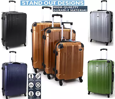 31  27  20  Set ABS Hard Shell Suitcases 4 Wheel Luggage Cabin Lightweight Bag • £24.99