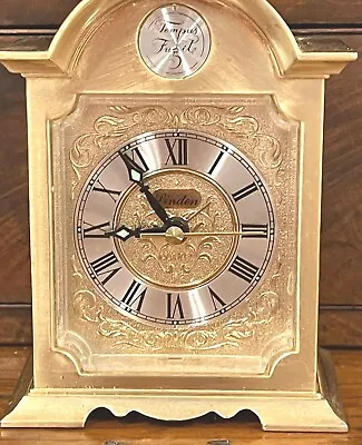 Vintage LINDEN TEMPUS FUGIT QUARTZ CLOCK  Gold Tone Working Mint Condition • $27.19