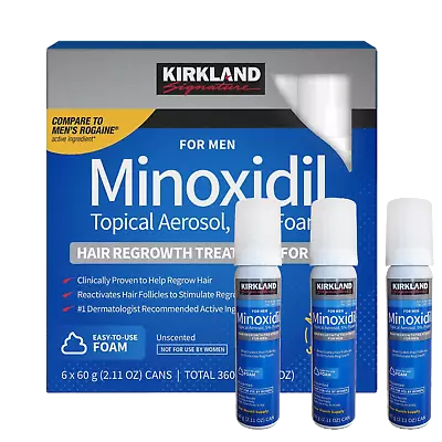 Kirkland Signature  5% Minoxidil Foam For Men Hair Growth Treatment 6x 2.11 Cans • $24.95