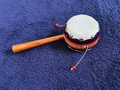 Vintage Purple Wooden Hand Twist Monkey Drum Rattle Noisemaker • $8