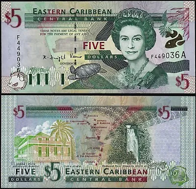 EAST CARIBBEAN STATES 5 DOLLARS (P37a) N. D. (2000) QEII SUFFIX A UNC • £13.20