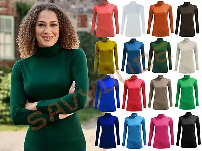 £6.99 • Buy Womens Ladies Long Sleeve Polo Neck Turtle Roll High Neck Jumper Top Sizes 8-26