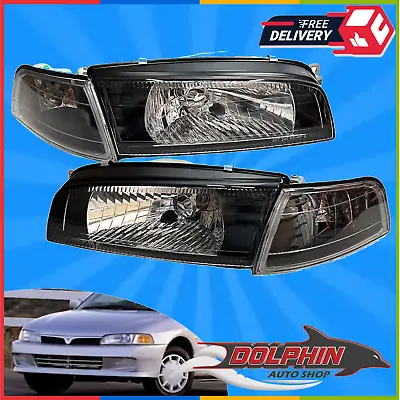 For 97 01 Mitsubishi Mirage Sedan Headlights Lancer EVO IV JDM Black Headlamps • $194