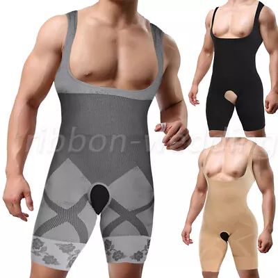 Mens Shapewear Tummy Control Full Body Shaper Slimming Bodysuit High Compression • £14.79