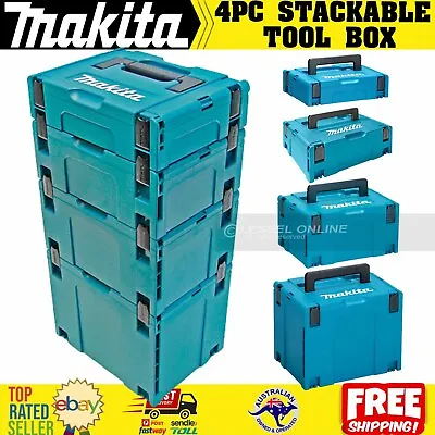 Stacking Carry Tool Box Plastic Storage Ute Case Makpac Chest Organiser 4pcs Set • $227.85