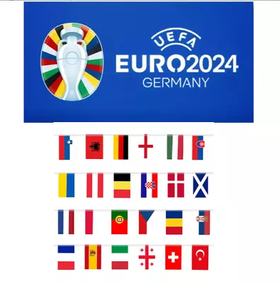 2024 Euro Football Championship Bunting With 24 Flags For Garden Bar Party Decor • £4.97