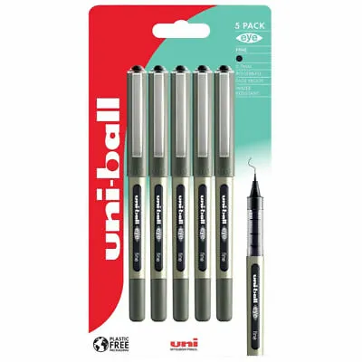 Uni-ball 0.7 Mm Eye Fine Rollerball Pen (Black) - Pack Of 5 • £4.18