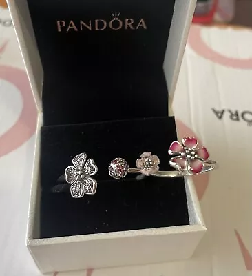 Genuine PANDORA  Ring Peach Blossom Flowers Rings…size 58. (RetiredHard To Find) • $100