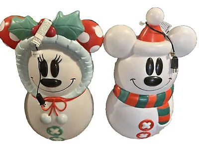 Mickey And Minnie Mouse Disney Blow Mold Snowman Lighted Christmas 23'' Tall • $155