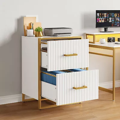 2-Drawer Wood File Cabinet Lateral Filing Cabinet Office Printer Stand White • $98.41