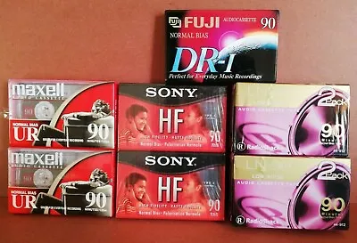 LOT Of 9 SEALED SONY Maxell FUJI Radio Shack Normal Bias 90min Blank Audio Tapes • $22.95