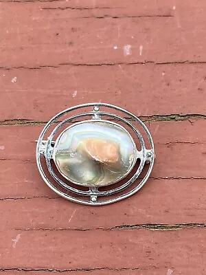 Vintage Sterling Silver Blister Pearl Oval Art Deco Pin/Brooch • $35.99