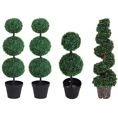 Artificial Boxwood Topiary Tree Home Party Decorative Plant W/ Nursery Pot • £41.99