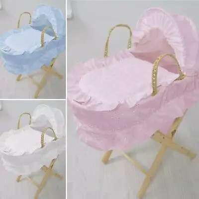 Pink/Blue/White Dolls Moses Basket & Stand BEST QUALITY BRAND NEW Girls Toy Doll • $62.20