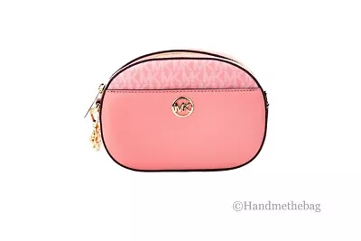 Michael Kors Jet Set Glam Tea Rose Leather Oval Crossbody Handbag Purse • $79