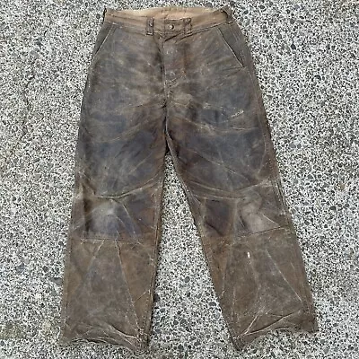 Vintage C.C Filson Tin Cloth Double Knee Waxed Pants 31x30 Distressed USA • $100