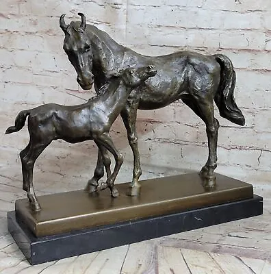 Horse W/ Foal Bronze Marble Figurine Statue By Mene Hot Cast Sculpture Figure • $399