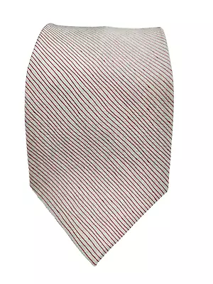 BVLGARI 7 Seven Fold Silk Tie Davide Pizzigoni Gray W/Red Stripes 58.5  X 3.75  • $49.99