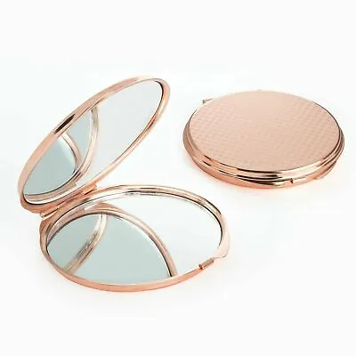 Double Side Folding Portable Pocket Handbag Makeup Mirror Silver Rose Gold 70mm • £3.52