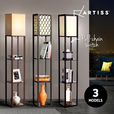 Artiss Floor Lamp Shelf Tripod Modern LED Storage Shelves Stand Reading Light • $68.95