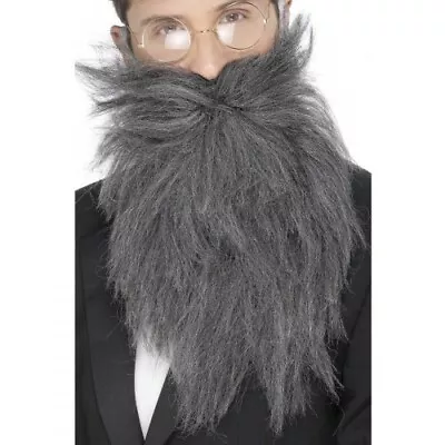 Black/ Grey Long Beard And Tash Old England Wise Man Fancy Dress Party Accessory • £6.49