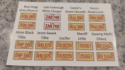 Dukes Of Hazzard 1:18 Scale Water Slide License Plate Decals Cale Yarbrough • $8.50