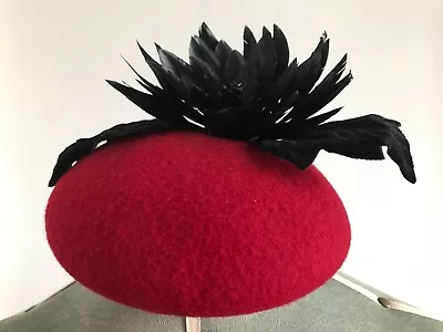 £9.99 • Buy Retro John Lewis Floral Feather Felt Pillbox Hat / Fascinator Vintage Goodwood