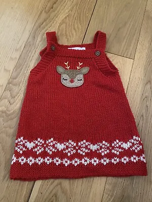 Baby Girls Christmas Knitted Pinafore Dress Age 3/6 Months  • £2