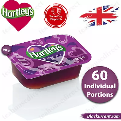 Hartleys Fruit Jam 20g Individual Portion Blackcurrant Flavour Jam- Pack Of 60 • £14.99