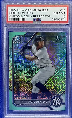 2022 Bowman Chrome Mega Box Fidel Montero Aqua Refractor PSA Gem Mint SP RC /225 • $49.95