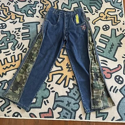 Vintage MacGear Men's Wide Leg Cargo Skater Jeans Size 32 X 32 Zipper Camo • $400