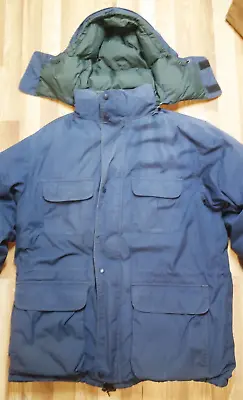 Eddie Bauer Ridgeline Hooded Puffer Coat Premium Goose Down Made N USA L Vintage • $99