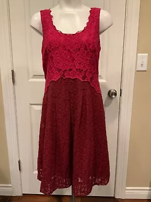 Moulinette Soeurs Raspberry Red Floral Lace Babydoll Dress Size 8 NWT! • $60.40