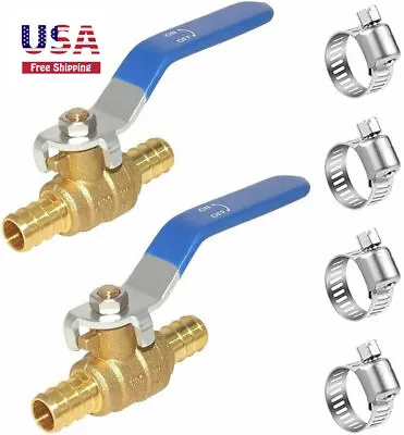 2PCS Brass 5/8'' PEX Ball Valve Full Port Shut Off Valve Pex Barb Water Valve • $23.99