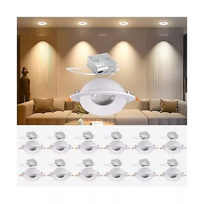 12 Pack Gimbal LED Recessed Lighting 6 Inch 12W 1200LM (110W Eqv.) 360°Rot • $193.65